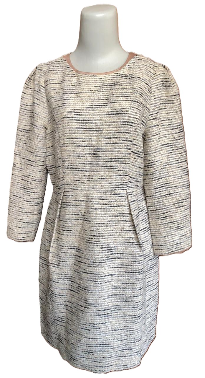 Ivory Striped Tweed Dress